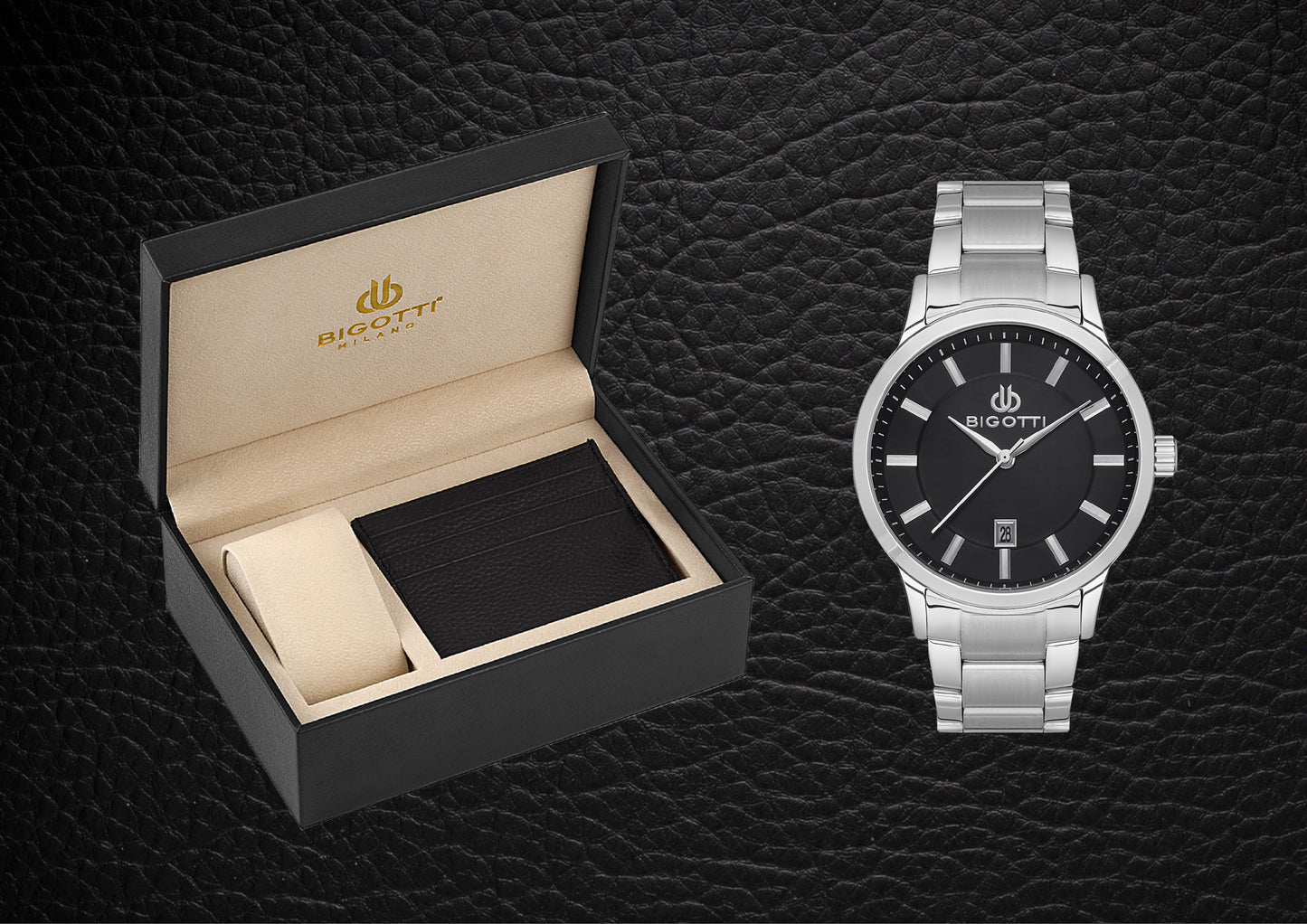 BIGOTTI MILANO MENS STAINLESS STEEL STRAP WATCH WITH GIFT SET – BG.1.10485-2