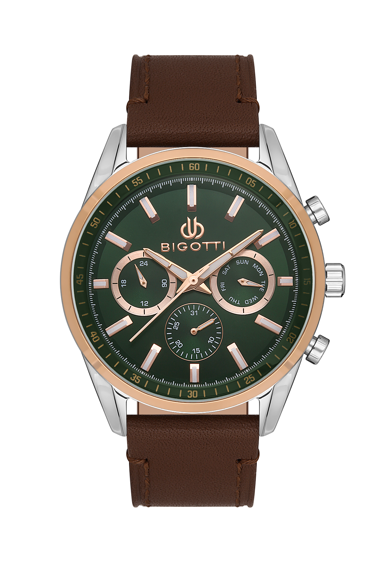 BIGOTTI MILANO MENS LEATHER STRAP WATCH- BG.1.10490-4