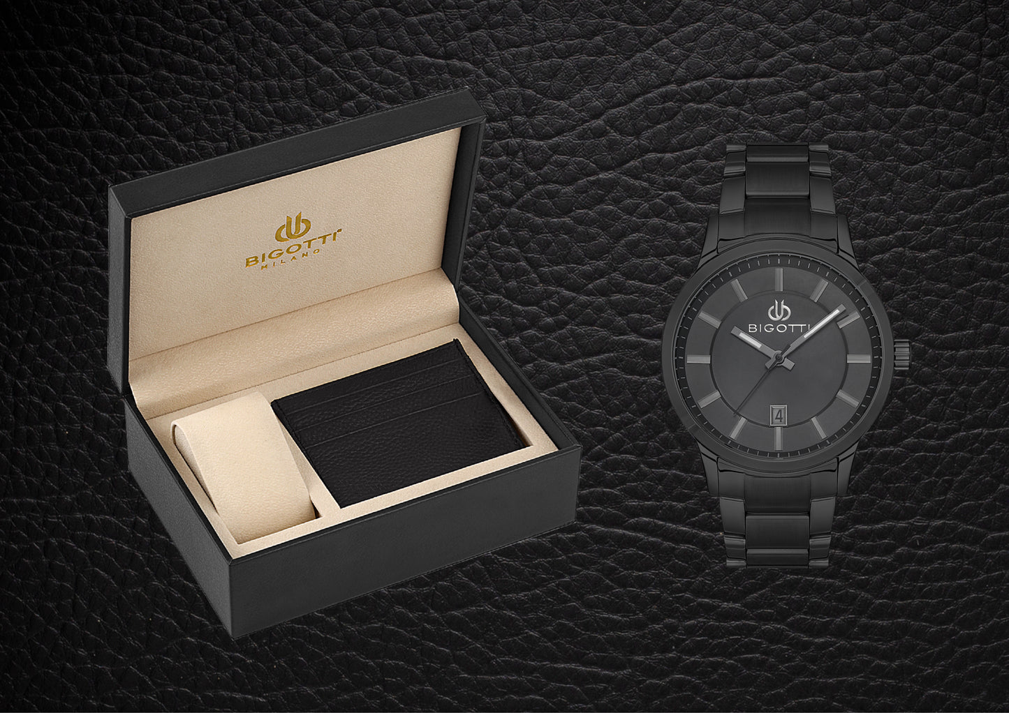 BIGOTTI MILANO MENS STAINLESS STEEL STRAP WATCH WITH GIFT SET – BG.1.10485-4