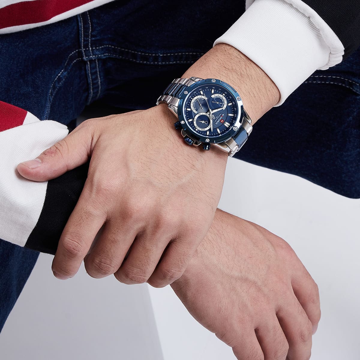 ساعة نافي فورس رجالي NF9196S-S-BE