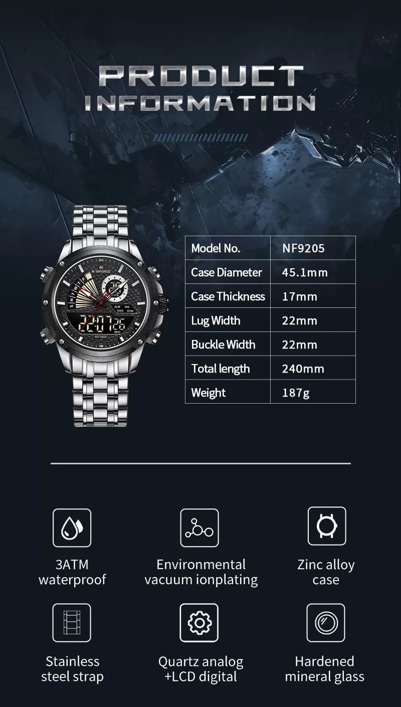 ساعة نافي فورس رجالي NF9205-S-B