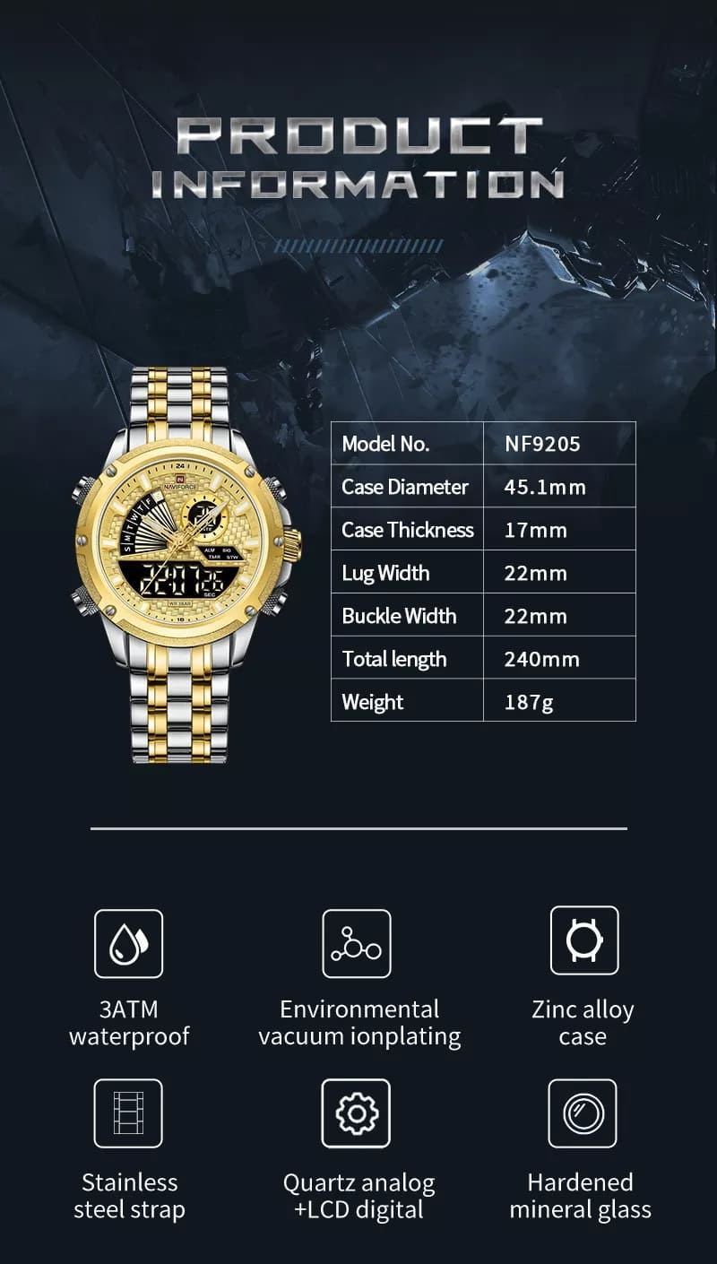 ساعة نافي فورس رجالي NF9205-S-G