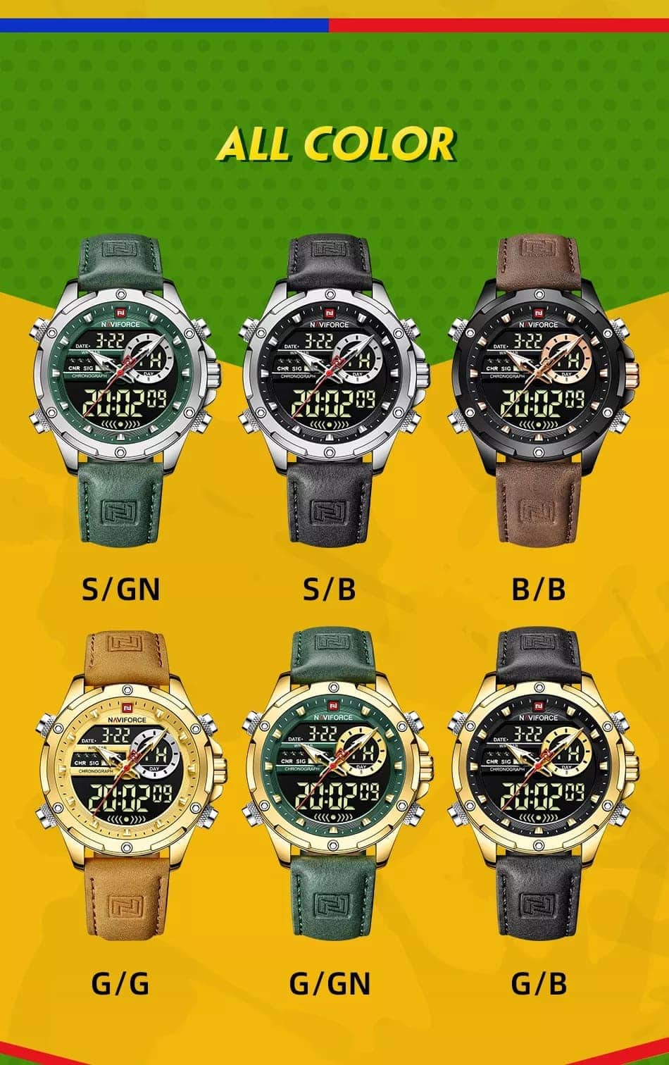 ساعة نافي فورس رجالي NF9208-B-B-D-BN