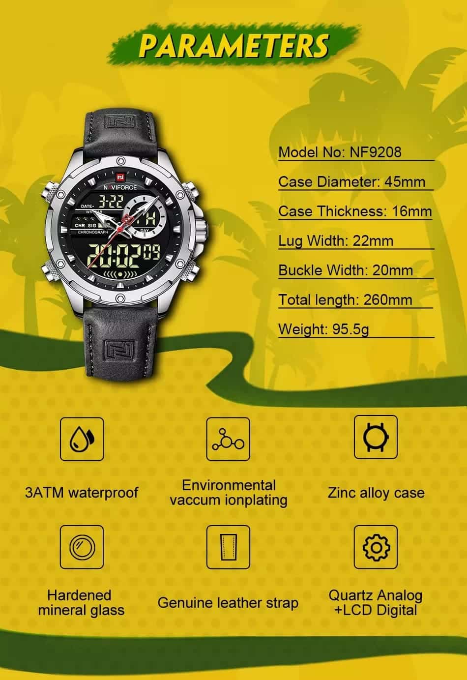 ساعة نافي فورس رجالي NF9208-S-B-B