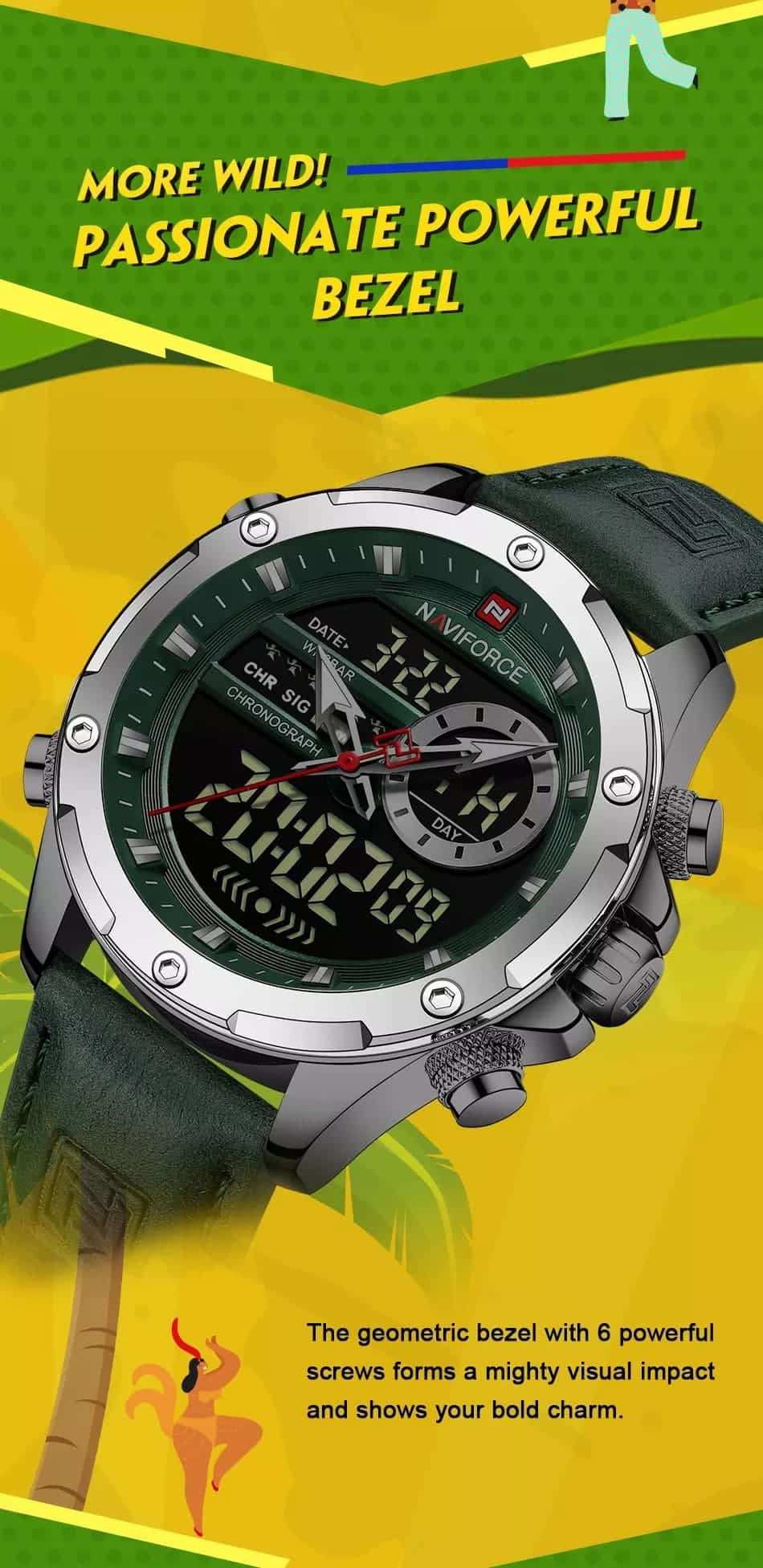 ساعة نافي فورس رجالي NF9208-S-GN-GN