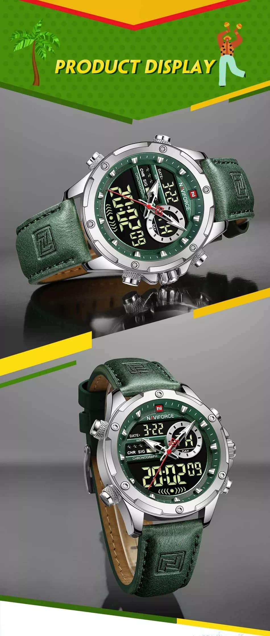 ساعة نافي فورس رجالي NF9208-S-GN-GN
