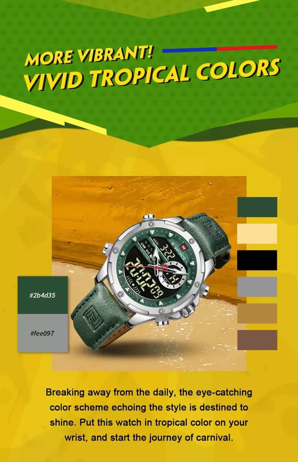 ساعة نافي فورس رجالي NF9208-S-GN-GN