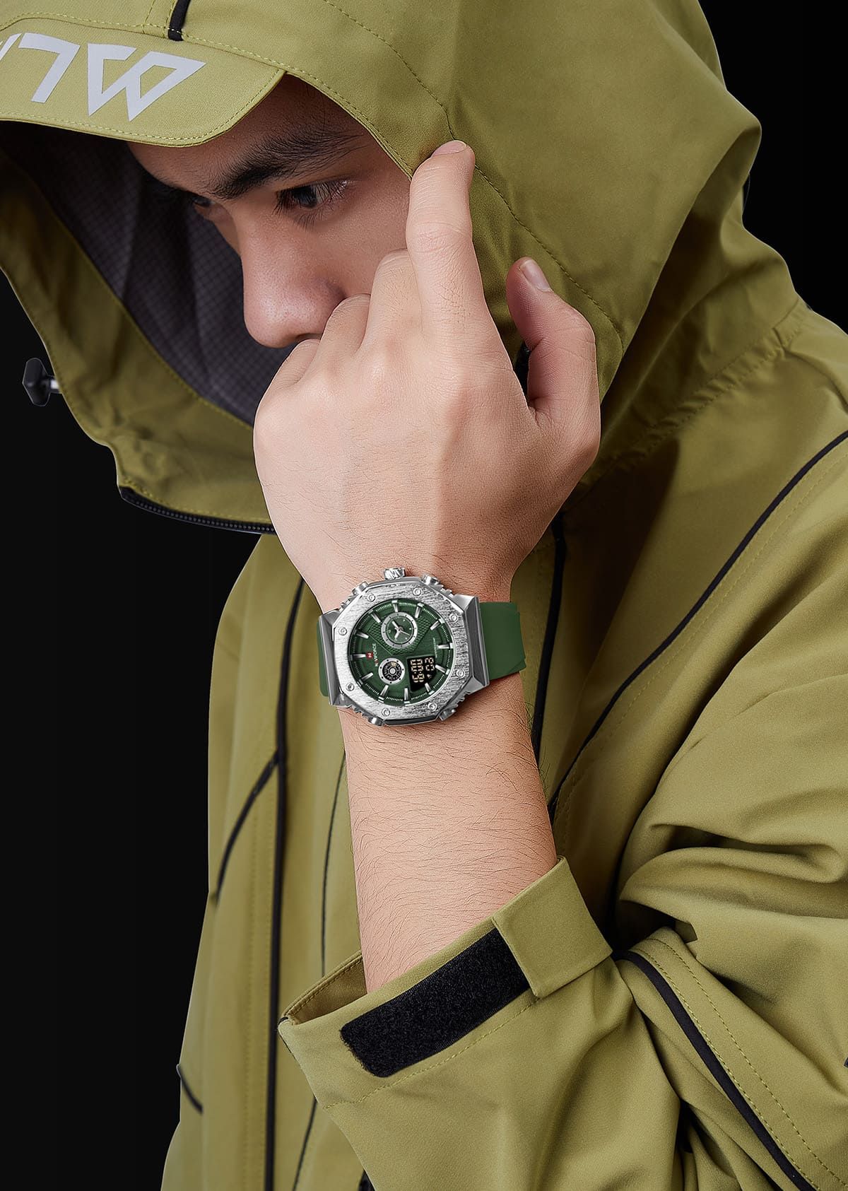 ساعة نافي فورس رجالي NF9216T-S-GN-GN