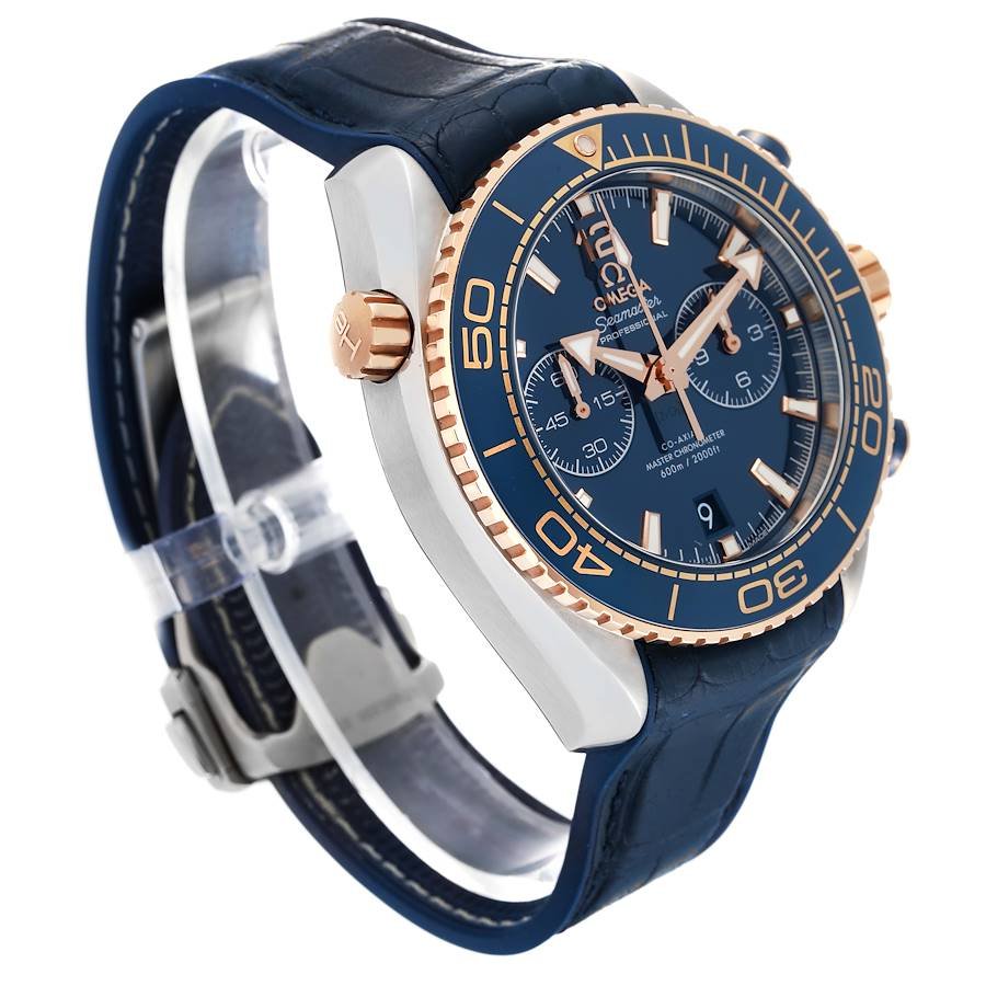 Seamaster Planet Ocean 600M 45.5 mm steel ‑ Sedna gold on leather strap with rubber lining
